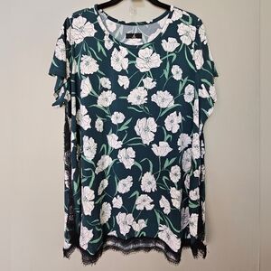 Jason Wu Womens Floral Lace Short Sleeve Blouse, Size XL, NWOT